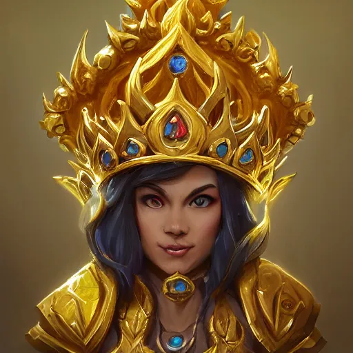 Image similar to a golden majestic crown with gemstone carved into it, floating crown, yellow theme, bright art masterpiece artstation. 8 k, sharp high quality artwork in style of jose daniel cabrera pena and greg rutkowski, concept art by tooth wu, blizzard warcraft artwork, hearthstone card game artwork, the crown