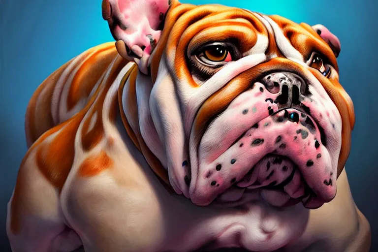 Image similar to cyborg bulldog cartoon concept art, elegant, colorful, highly detailed, digital painting, artstation, concept art, illustration