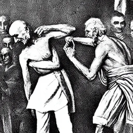 Prompt: gandhi slapping abe lincoln in the face