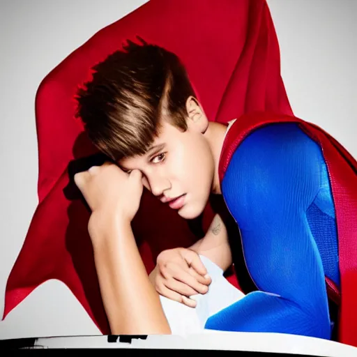 Image similar to justin bieber as superman