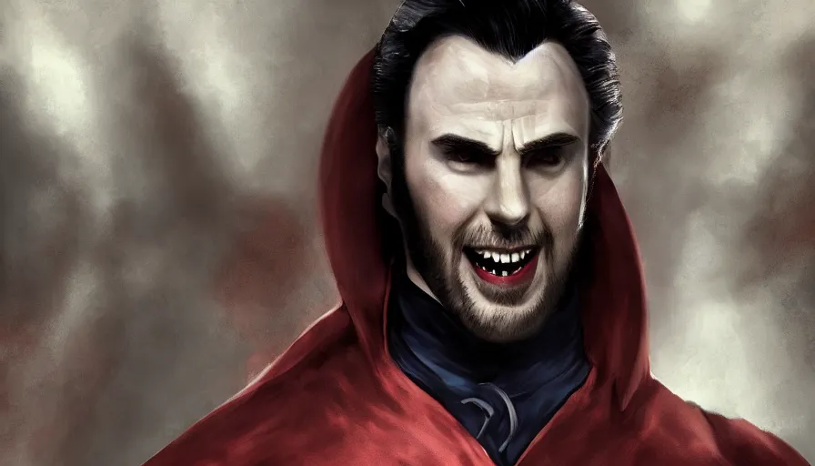 Image similar to Chris Evans is Dracula, hyperdetailed, artstation, cgsociety, 8k