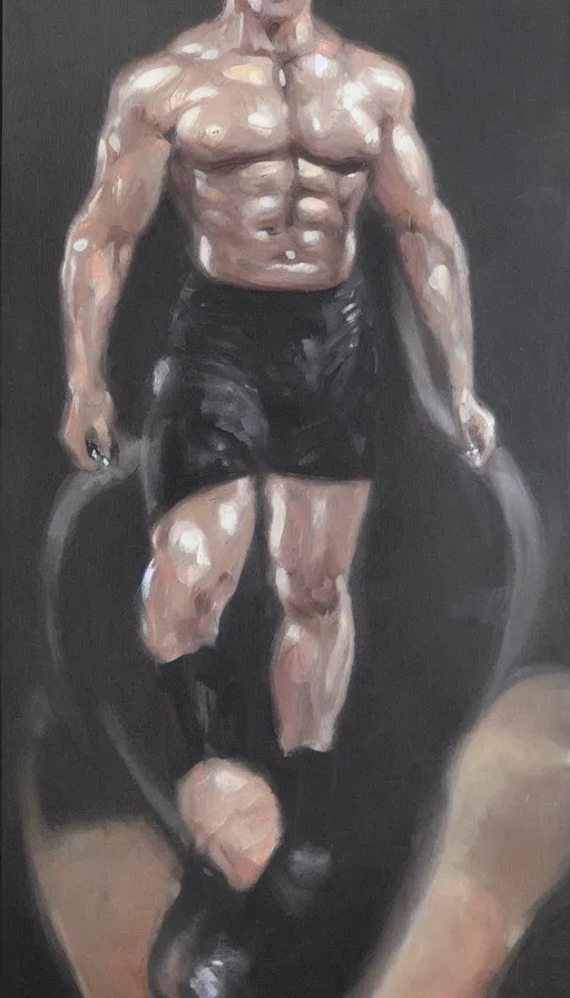 Image similar to Albert Wesker full body portrait, action! pose!, oil painting, surrounded by black tendrils