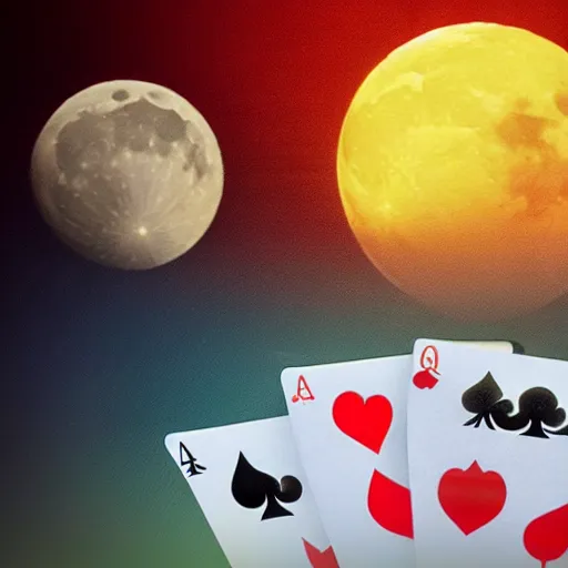 Image similar to the sun beating the moon in poker