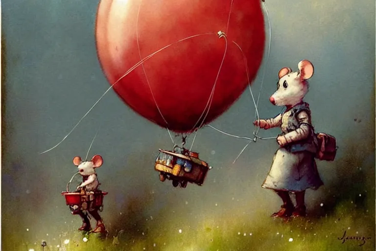 Prompt: adventurer ( ( ( ( ( 1 9 5 0 s retro future robot mouse balloon birthday wagon house. muted colors. ) ) ) ) ) by jean baptiste monge!!!!!!!!!!!!!!!!!!!!!!!!! chrome red