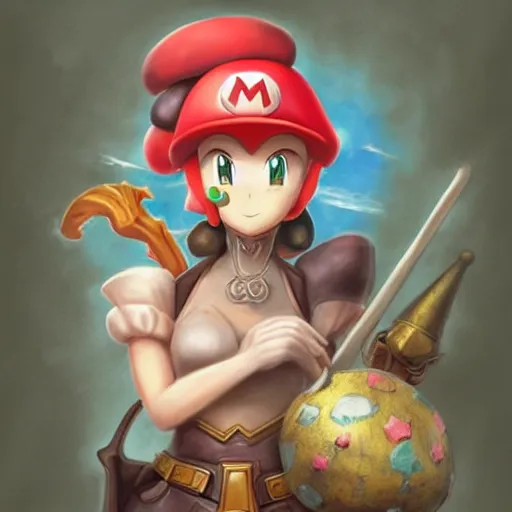 Prompt: princess peach holding a Mario mushroom made of earth and molten metal with heavy knight armor in the style of anime by Peter Mohrbacher, anime trending on artstation, HD, 4k,