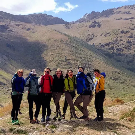 Prompt: “Willow team in Armenia hiking at weekend and posing with mountains on the background, sharp photo 4k”