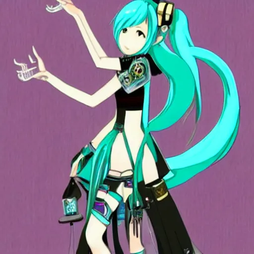 Image similar to hatsune miku, steampunk