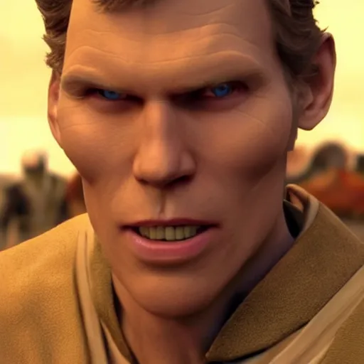Image similar to Live Action Still of Jerma in Revenge of the Sith, real life, hyperrealistic, ultra realistic, realistic, highly detailed, epic, HD quality, 8k resolution, body and headshot, film still