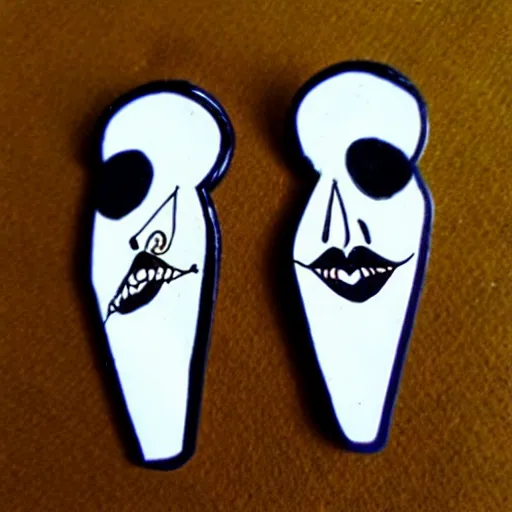 Image similar to 2 d earrings in the style of tim burton