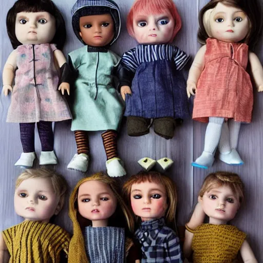 Image similar to new doll line based on the brothers grim storys, photography, advertising, promotional, in box, high quality dolls.