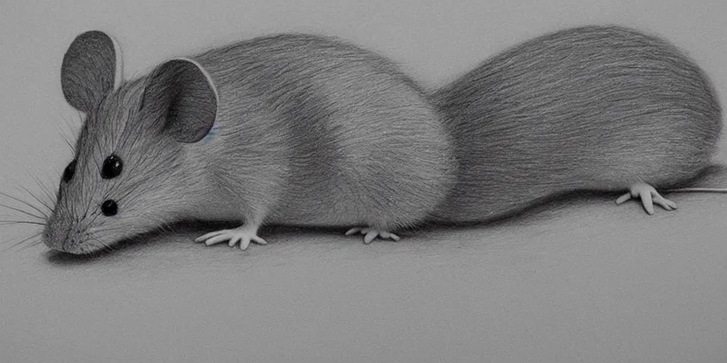 Prompt: a beautiful pencil drawing of exactly one!!!!! cartoon mouse; masterpiece; extremely highly detailed; ultra-realistic; trending on artstation