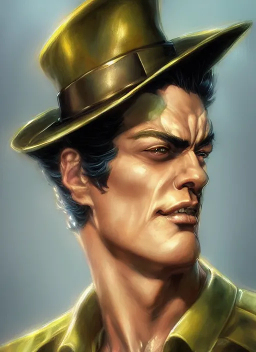 Prompt: Jotaro Kujo, closeup character portrait art by Donato Giancola, Craig Mullins, digital art, trending on artstation