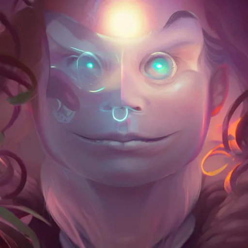 Image similar to a portrait of a cinematic still of the happy mask salesman, art by lois van baarle and loish and ross tran and rossdraws and sam yang and samdoesarts and artgerm and saruei and disney, digital art, highly detailed, intricate, sharp focus, trending on artstation hq, deviantart, unreal engine 5, 4 k uhd image