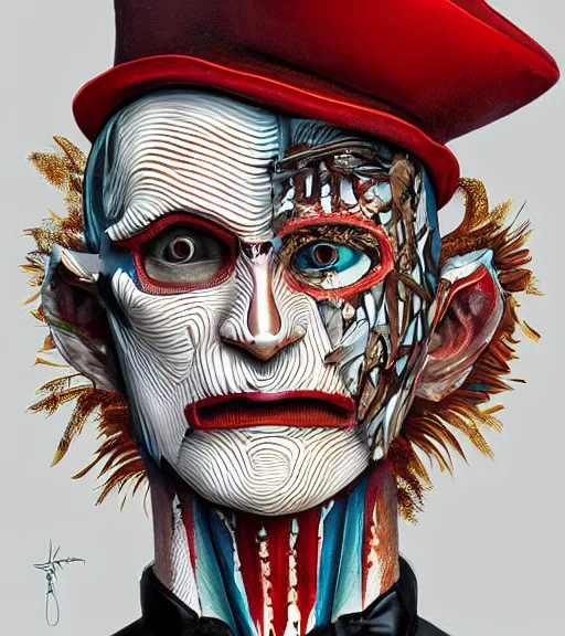 Image similar to beautiful male character inspired by venice carnival and pop art freddy krueger | | digital artwork made by greg rutswork, anna dittmann and lois van barlee, symmetrical, anatomically correct