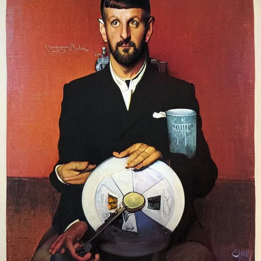 Image similar to portrait of Ringo Starr (1965), by Norman Rockwell