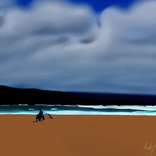 Image similar to sandboarding sandhills and seascape hokianga digital art