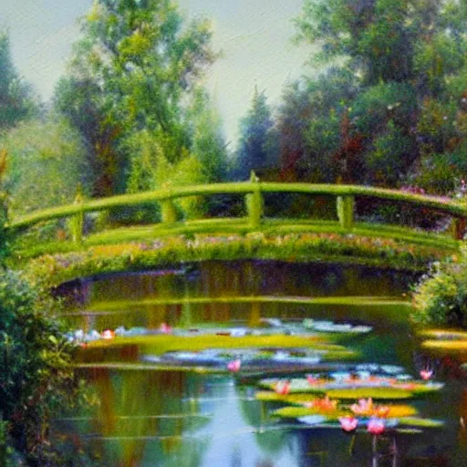 Prompt: A beautiful painting of a waterlily pond, resin pond