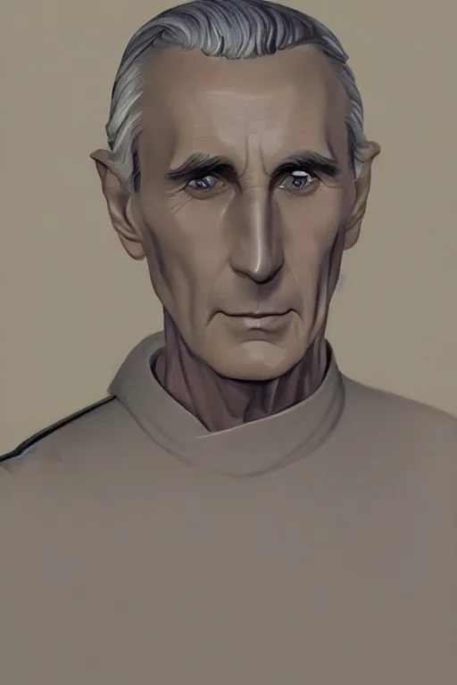 Image similar to ralph mcquarrie concept art portrait of jedi master wilhuff tarkin