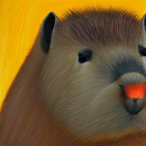 Image similar to robot capybara, painting, detailed