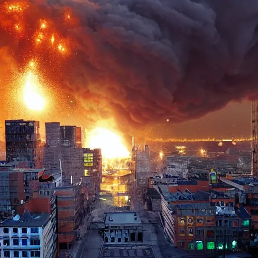 Image similar to gigantic explosion in city