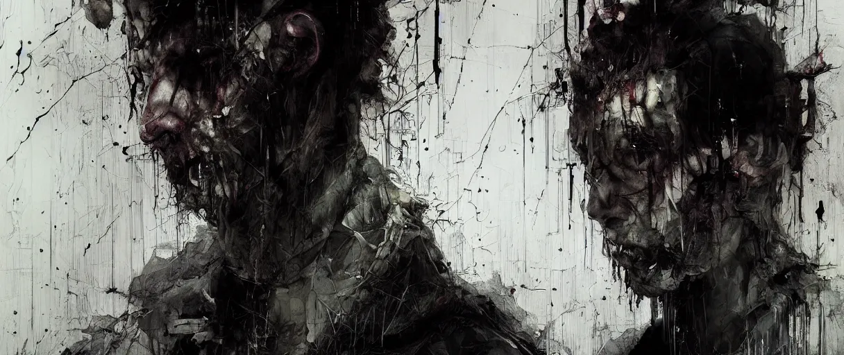 Prompt: portrait of the unseen elder vampire by emil melmoth zdzislaw beksinki craig mullins yoji shinkawa realistic render ominous detailed photo atmospheric by jeremy mann francis bacon and agnes cecile ink drips paint smears digital glitches glitchart