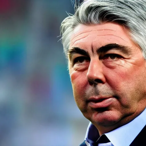 Image similar to high quality front face picture of Carlo Ancelotti