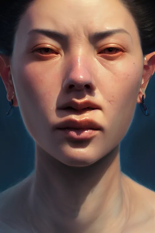 Image similar to ultra detailed close up face portrait of charly from the orville, extremely detailed digital painting, in the style of fenghua zhong and ruan jia and jeremy lipking and peter mohrbacher, mystical colors, rim light, beautiful lighting, 8 k, stunning scene, raytracing, octane, trending on artstation