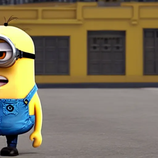 Image similar to movie frame of benjamin netanyahu as a minion from despicable me, hd, 8 k