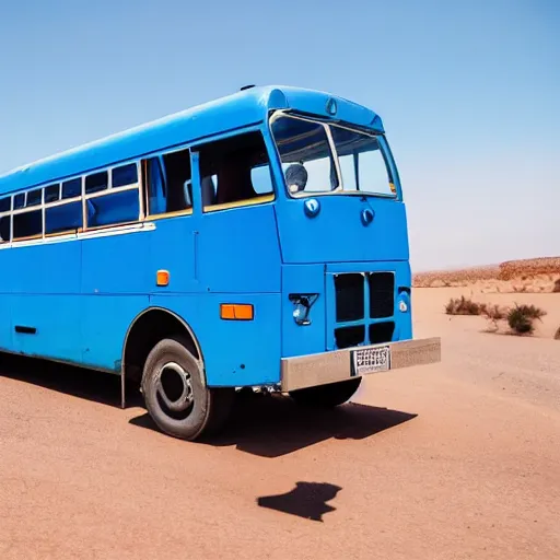 Image similar to Blue bus transformer fight in a desert