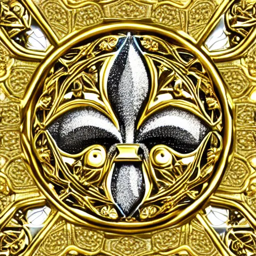 Image similar to fleur de lis,higly detailed,golden,diamonds,digital art