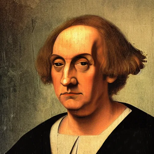 Prompt: christopher columbus portrait!!!! with an iphone in his hand, 4 k, 8 k, photorealistic imagery