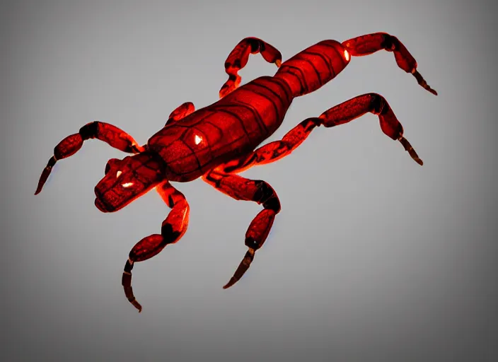 Prompt: magical scorpion with red glowing eyes, digital art, trending on artstation by Austen Menger
