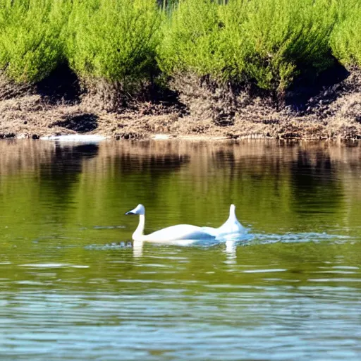 Prompt: morbidly obese goose on a lake