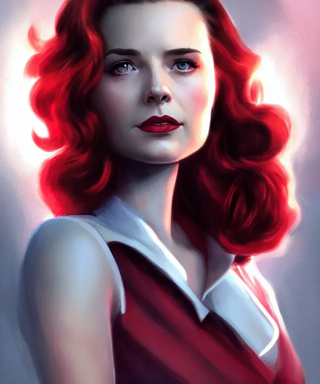 Prompt: agent peggy carter by charlie bowater and titian and artgerm, full - body portrait, intricate, face, cavern, elegant, red mist, beautiful, highly detailed, dramatic lighting, sharp focus, trending on artstation, artstationhd, artstationhq, unreal engine, 4 k, 8 k