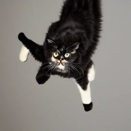 Prompt: a cat doing a backflip, realistic