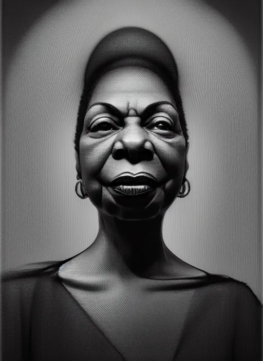 Prompt: hyper detailed 3 d render like an oil painting - portrait of nina simone, houdini algorithmic generative render, abstract brush strokes, masterpiece, edward hopper and james gilleard, peter lindbergh, wolfgang lettl, octane render, extra fine detail 8 k