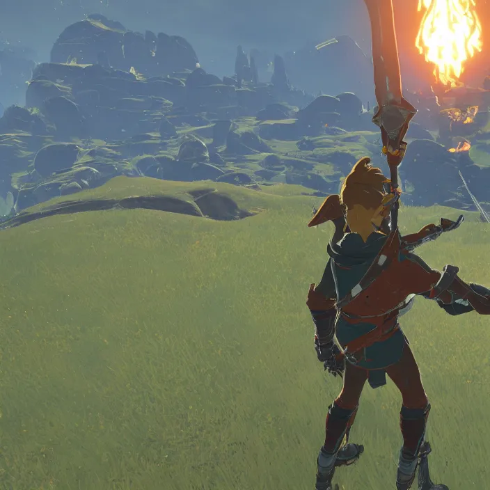 Image similar to Gordon Freeman in The Legend of Zelda Breath of the Wild, detailed screenshot