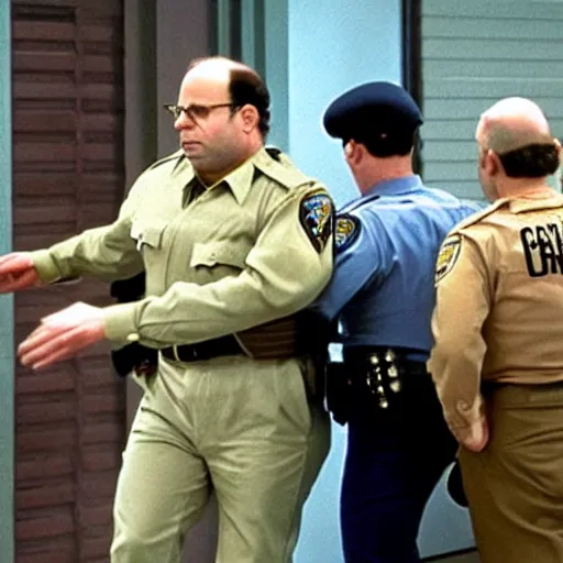 Image similar to George Costanza being arrested by Kramer