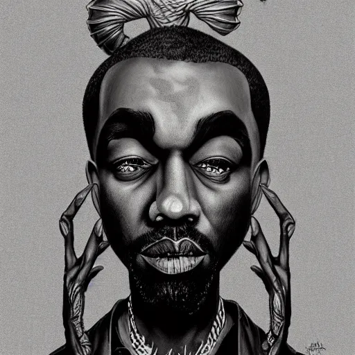 prompthunt: Art Nouveau rap album cover for Kanye West DONDA 2
