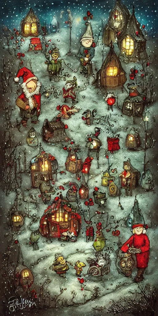 Prompt: an elves and toys christmas scene by alexander jansson