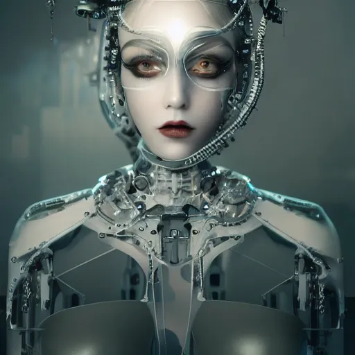 female gothic robots with transparent head with | Stable Diffusion ...