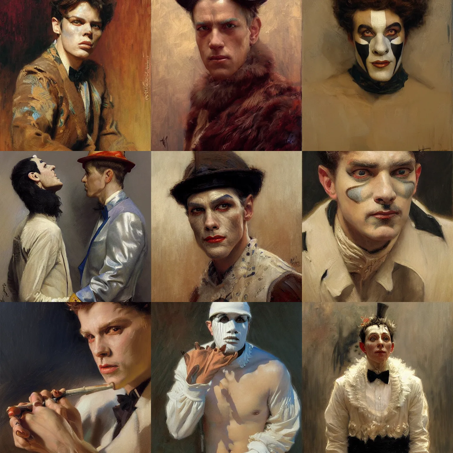 Prompt: portrait of a mime, highly detailed painting by gaston bussiere, craig mullins, j. c. leyendecker 8 k