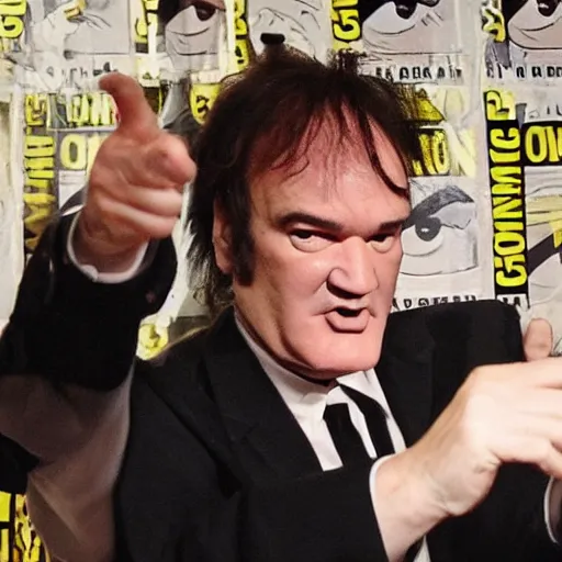 Prompt: quentin tarantino pointing at hundreds of human feet