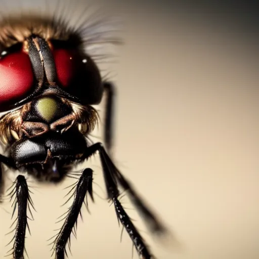 Image similar to a macro photograph of a fly with donald trump head and face