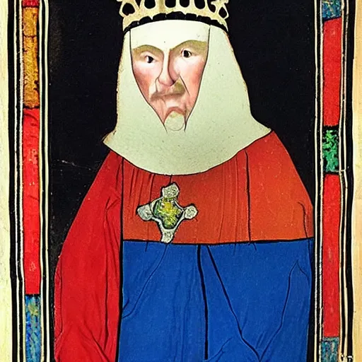 Image similar to king doland trump, medieval painting