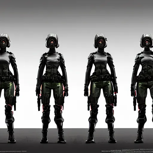 Prompt: futuristic female tactical assault soldiers by julia razumova and maciej kuciara