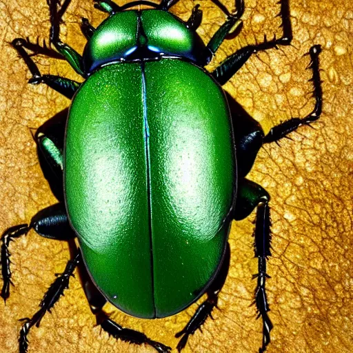 Image similar to green beetle and snail, photorealistic, close - up