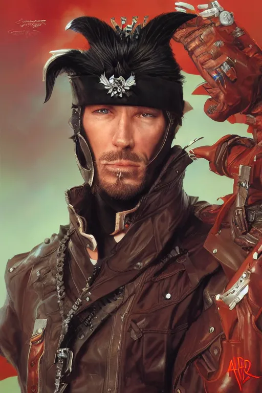 Image similar to portrait of the edge skunk commander wearing heath coronet by artgerm and Craig Mullins, James Jean, Andrey Ryabovichev, Mark Simonetti and Peter Morbacher 16k