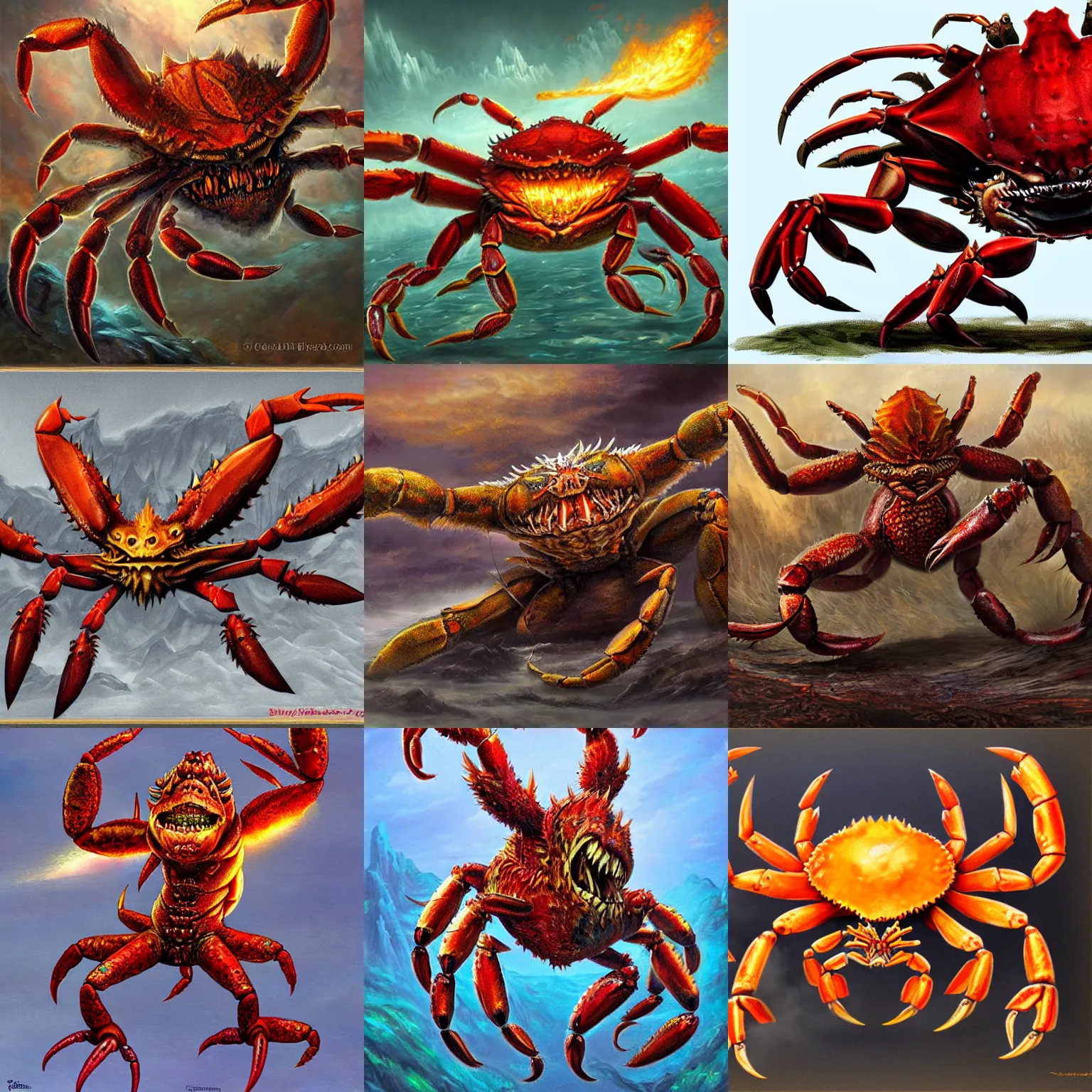 Prompt: crab fire monster, fantasy art, extremely detailed, high quality,