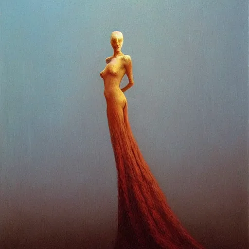 Prompt: cinematic oil painting, zdzislaw beksinski